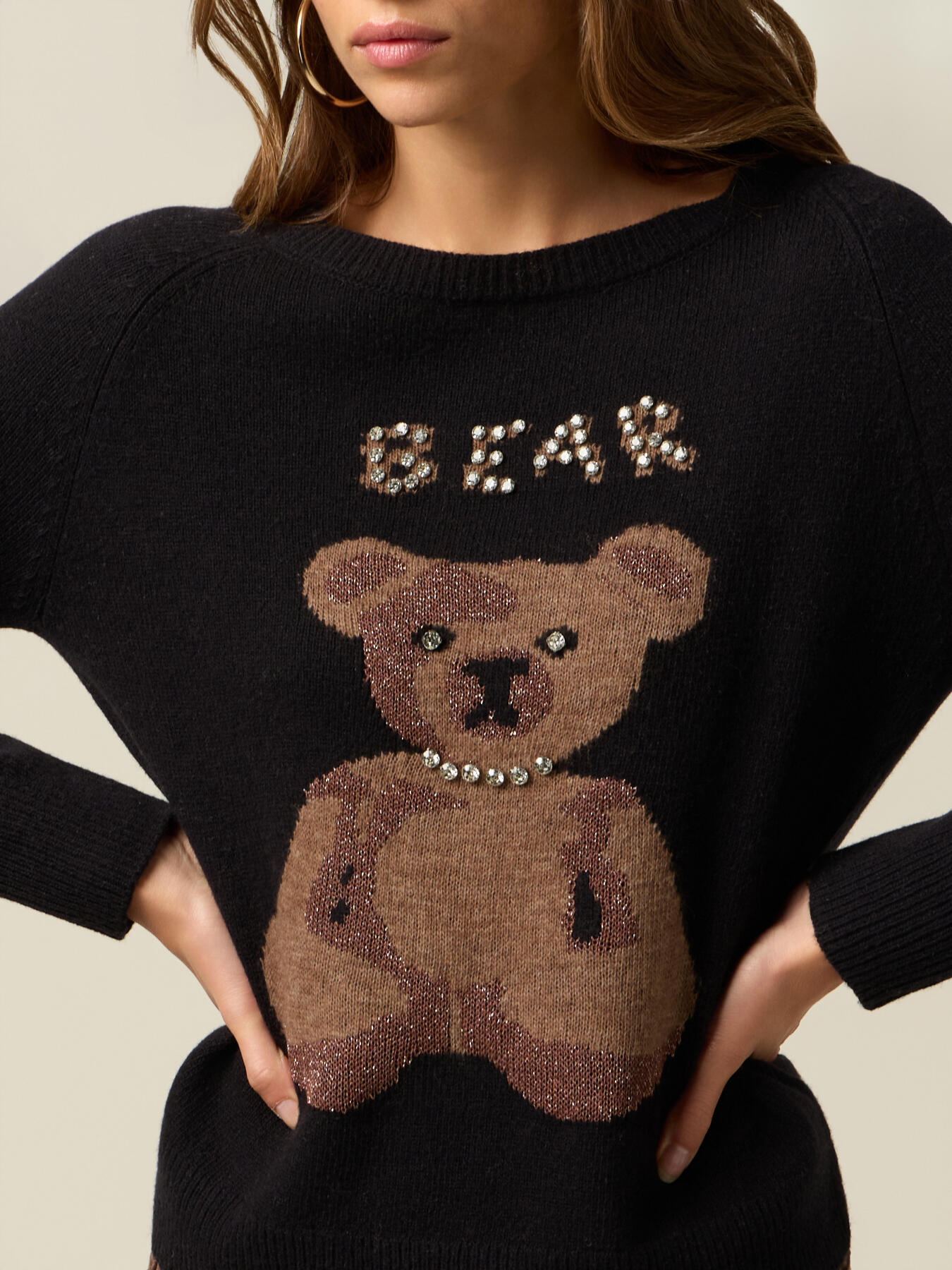 Pulover jacquard cu aplicații image number 2