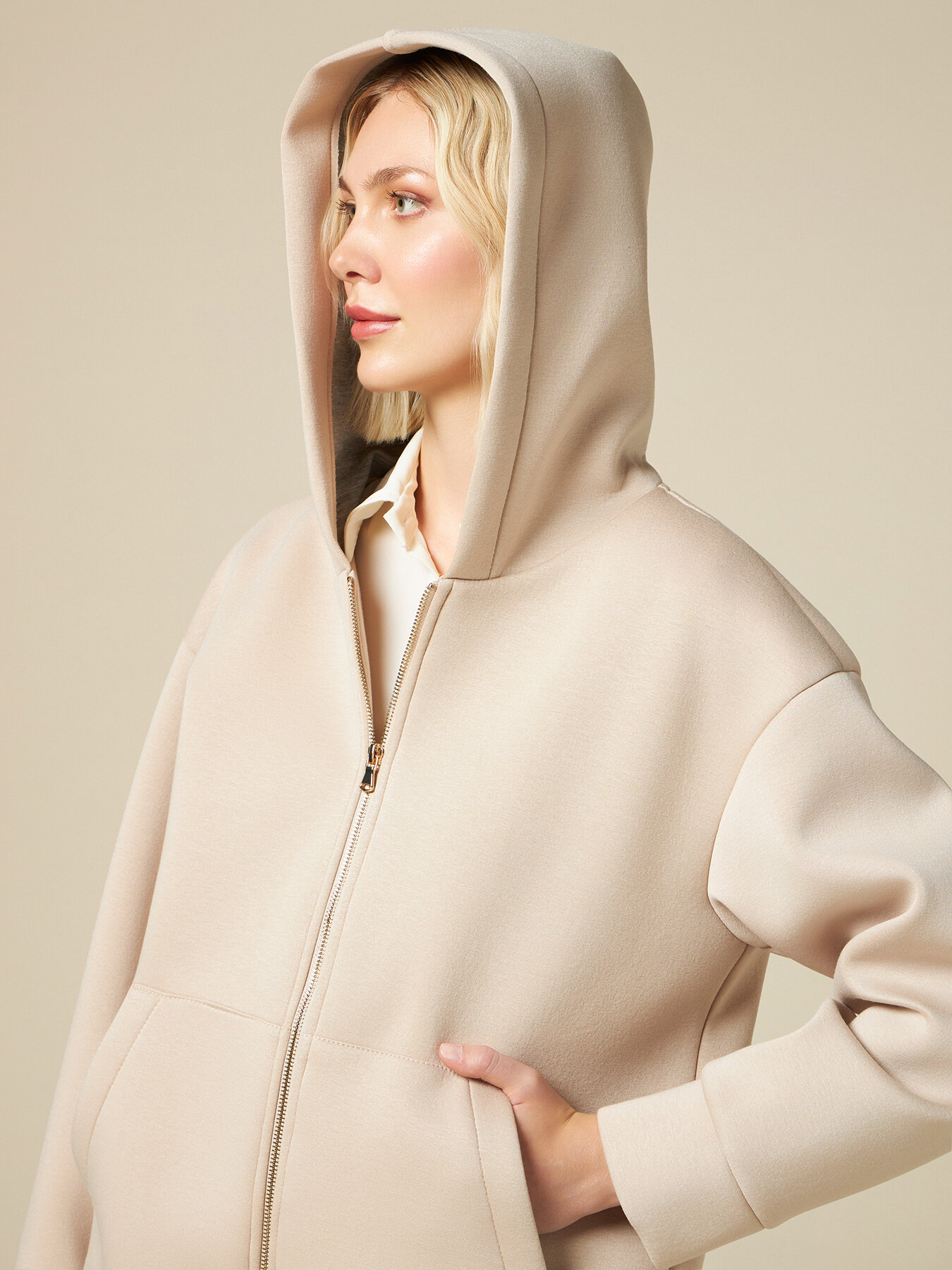 Sweat-shirt ample en tissu coupl&eacute; image number 2