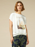 T-Shirt aus zwei verschiedenen Materialien mit Druck image number 0