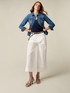 Pantalon palazzo court avec ajours image number 0