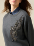 Closed sweatshirt with floral appliqu&eacute;s image number 2