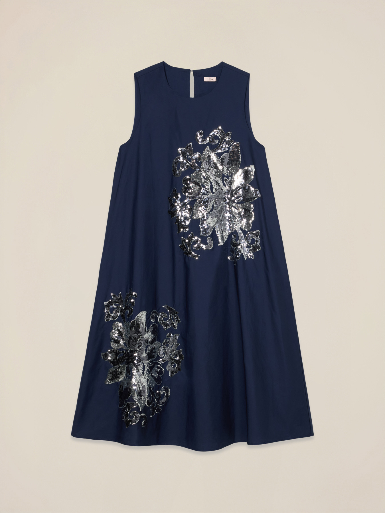 Vestito ad A in cotone con paillettes image number 3