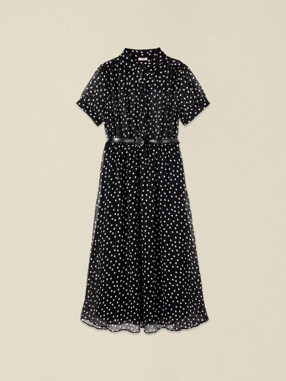 Polka dot midi shirt dress