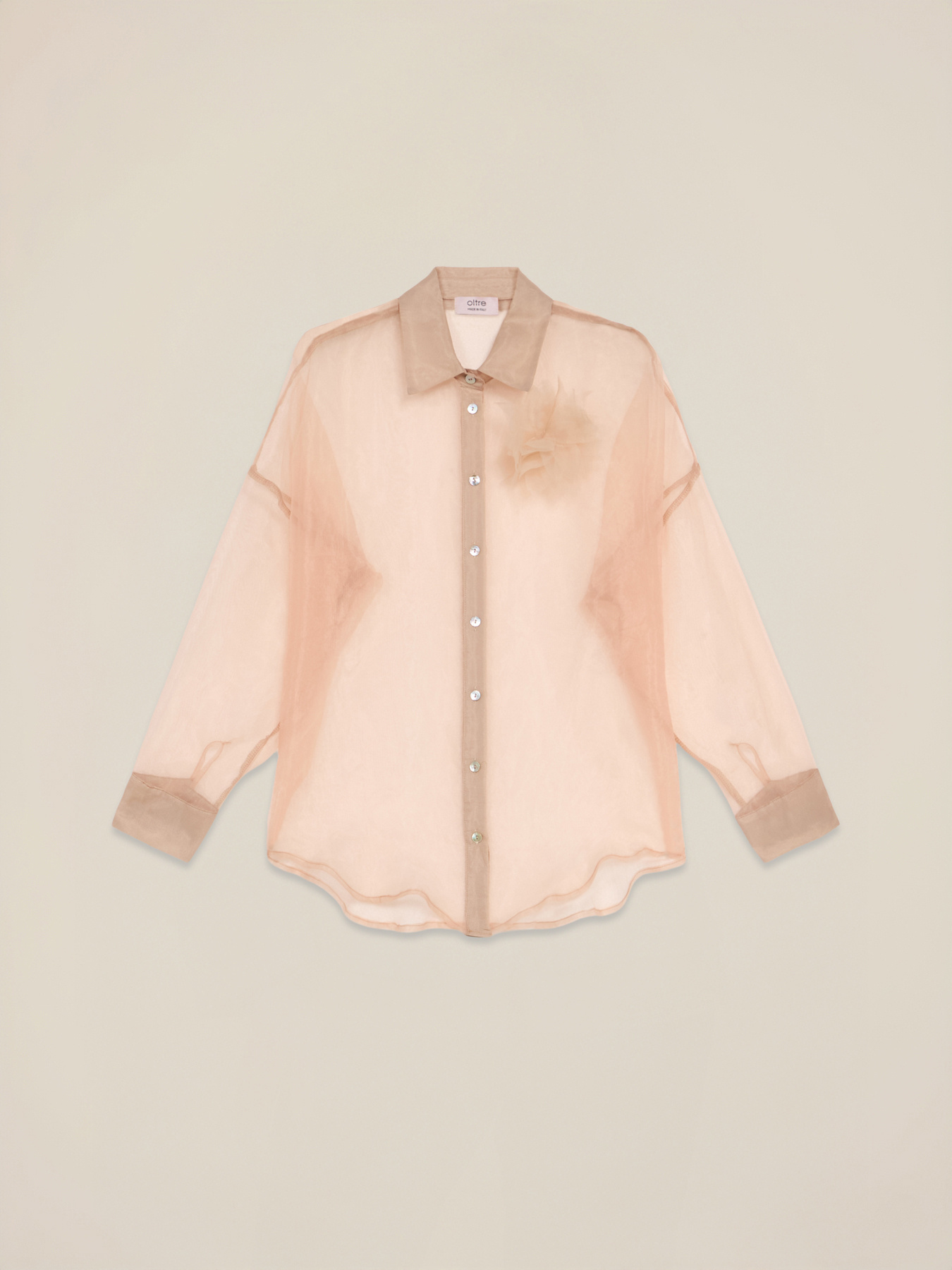 Organza shirt with brooch image number 4
