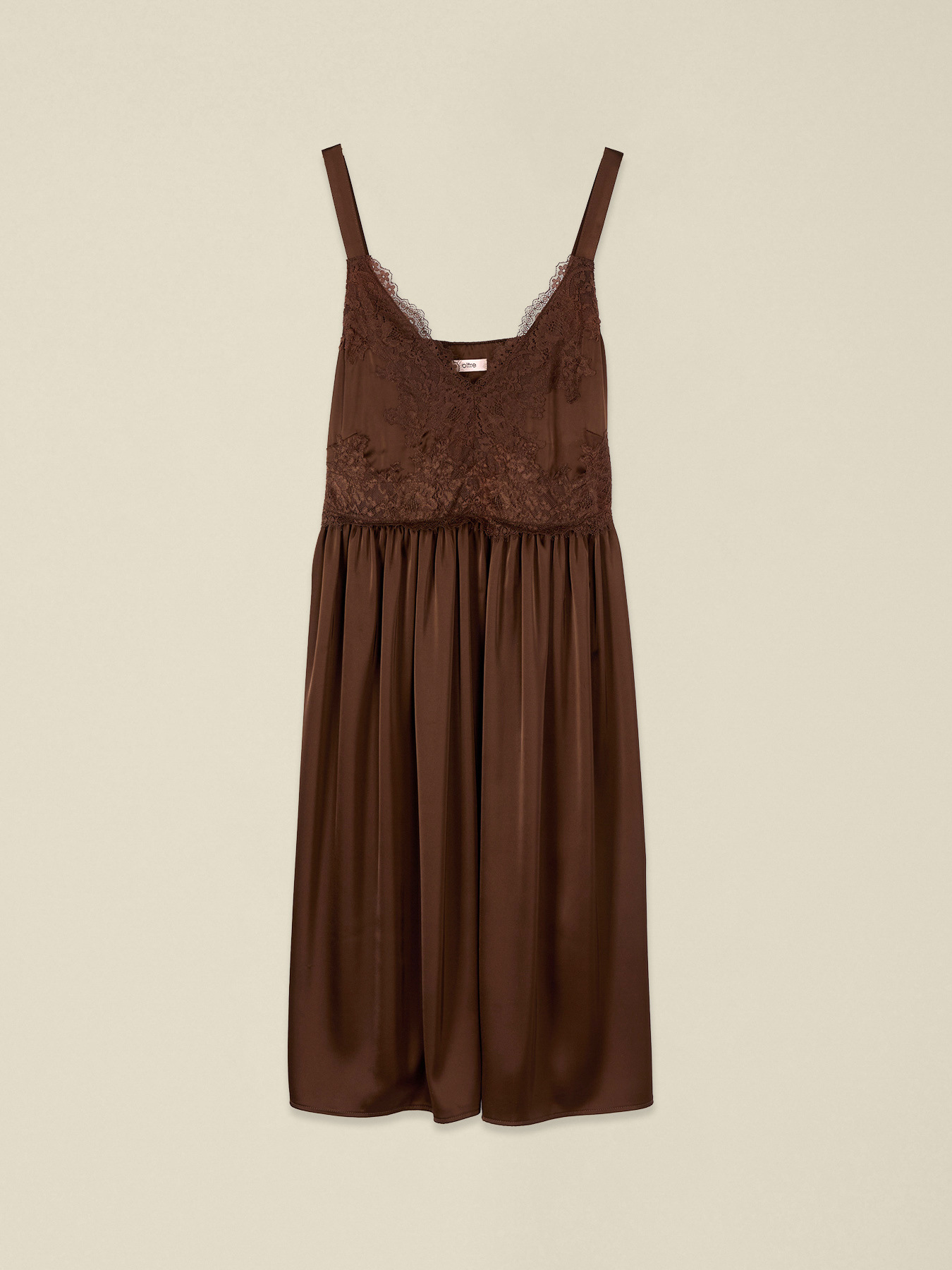 Rochie din satin cu inserție din dantelă image number 3