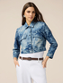 Chaqueta corta de mezclilla estampada image number 0