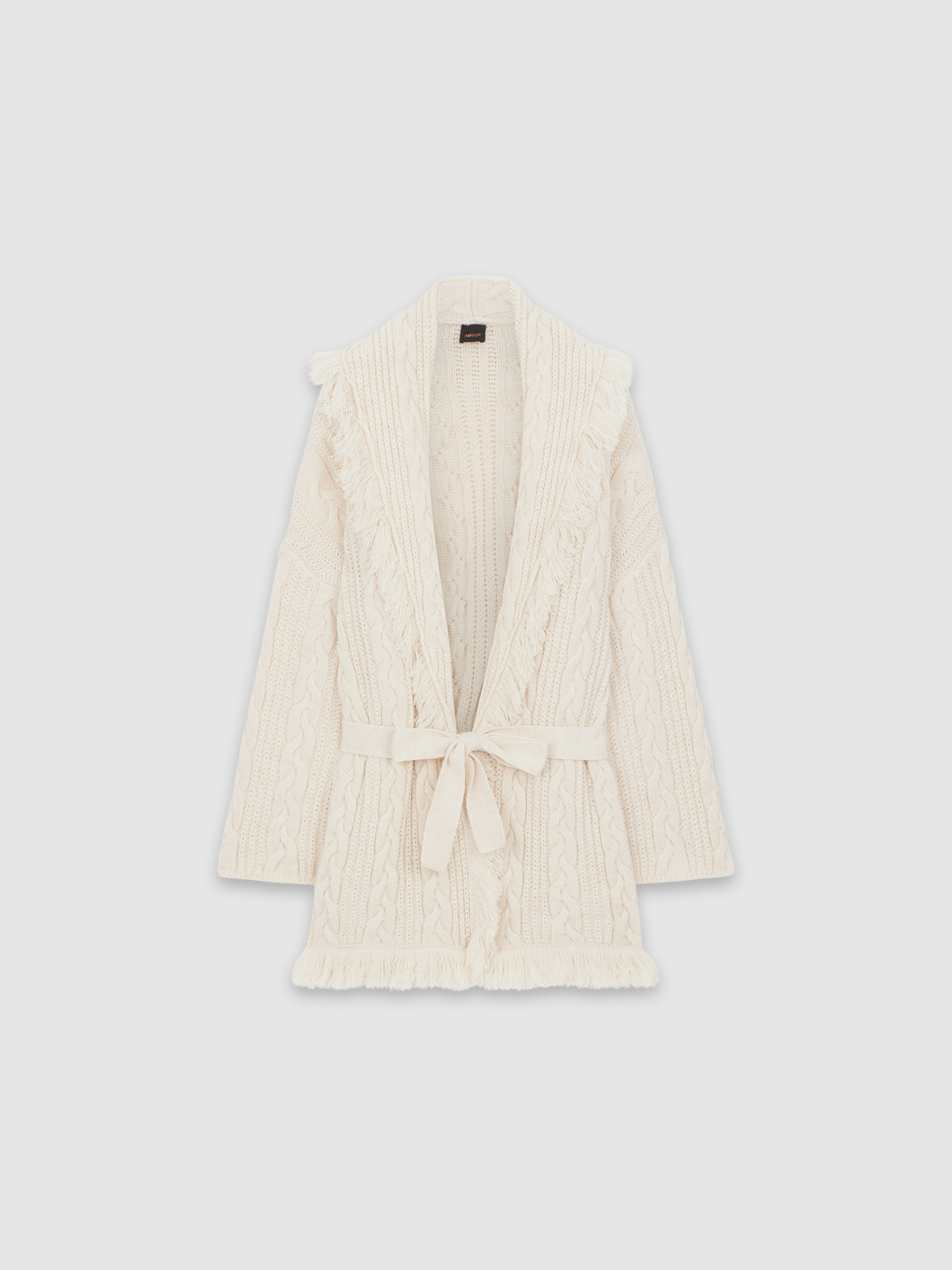 Cardigan over misto lana con frange image number 4