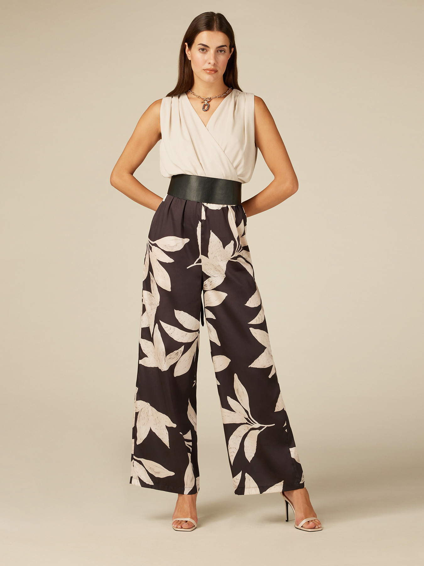 Jumpsuit with patterned trousers image number 3