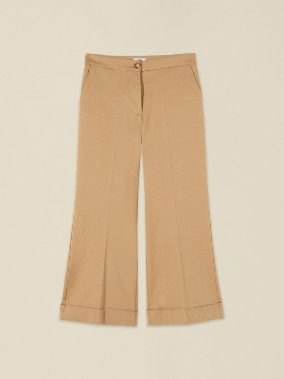 Pantaloni cropped din amestec de lyocell