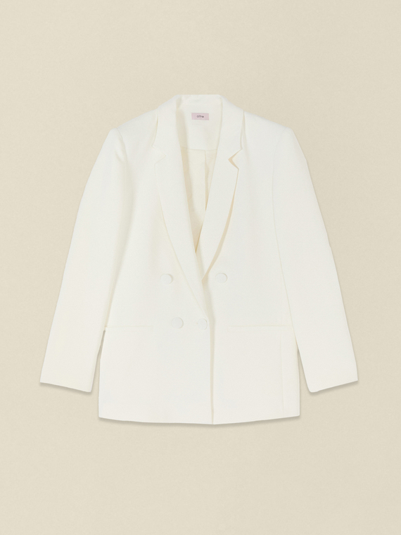Blazer crois&eacute; en tissu cr&ecirc;pe