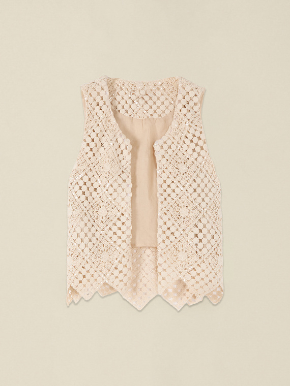 Macram&eacute; lace vest