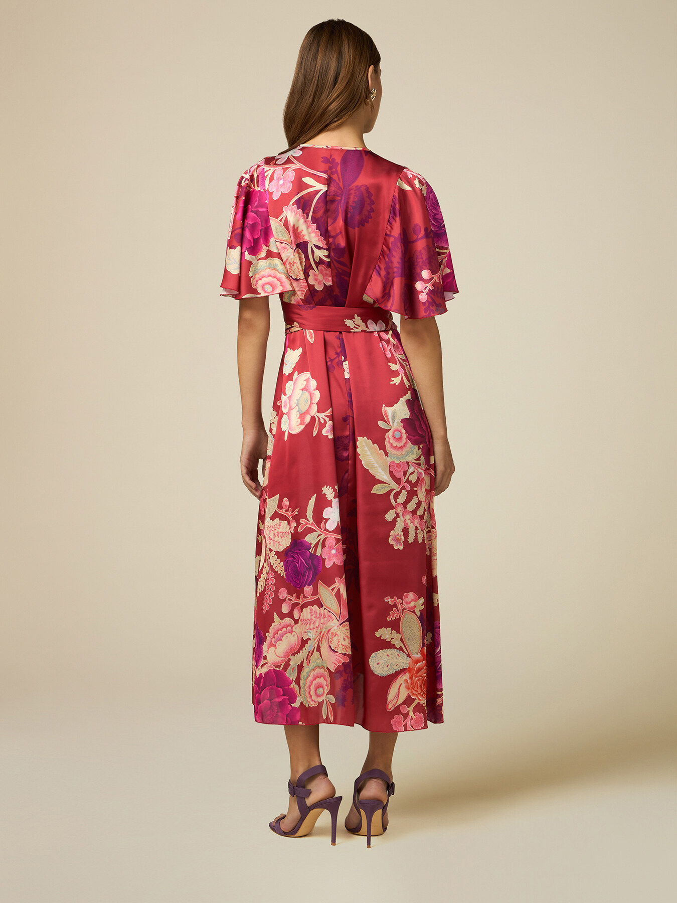 Patterned satin midi dress image number 1