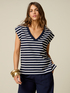 Striped V-neck T-shirt image number 0
