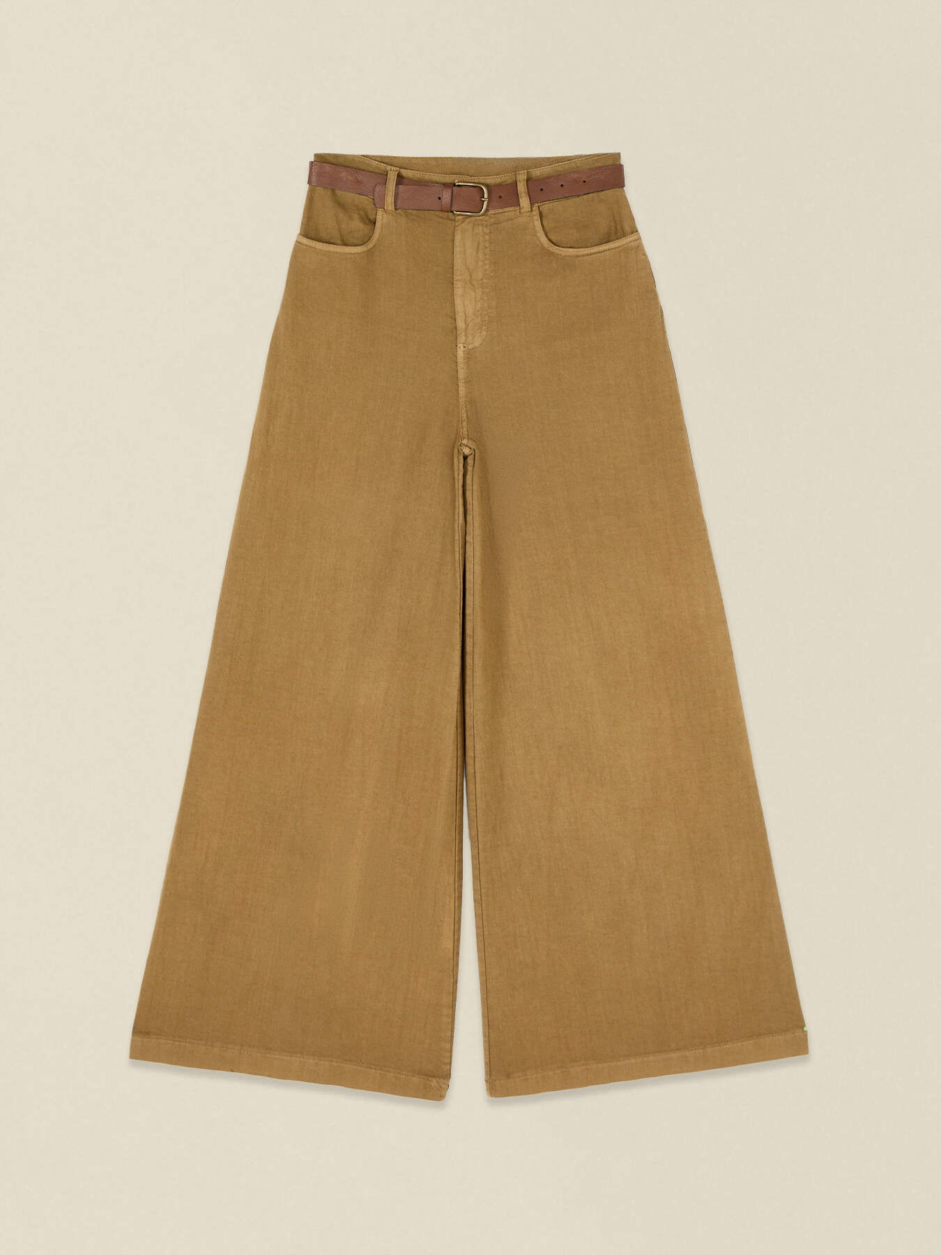 Wide leg garment-dyed cotton trousers image number 4