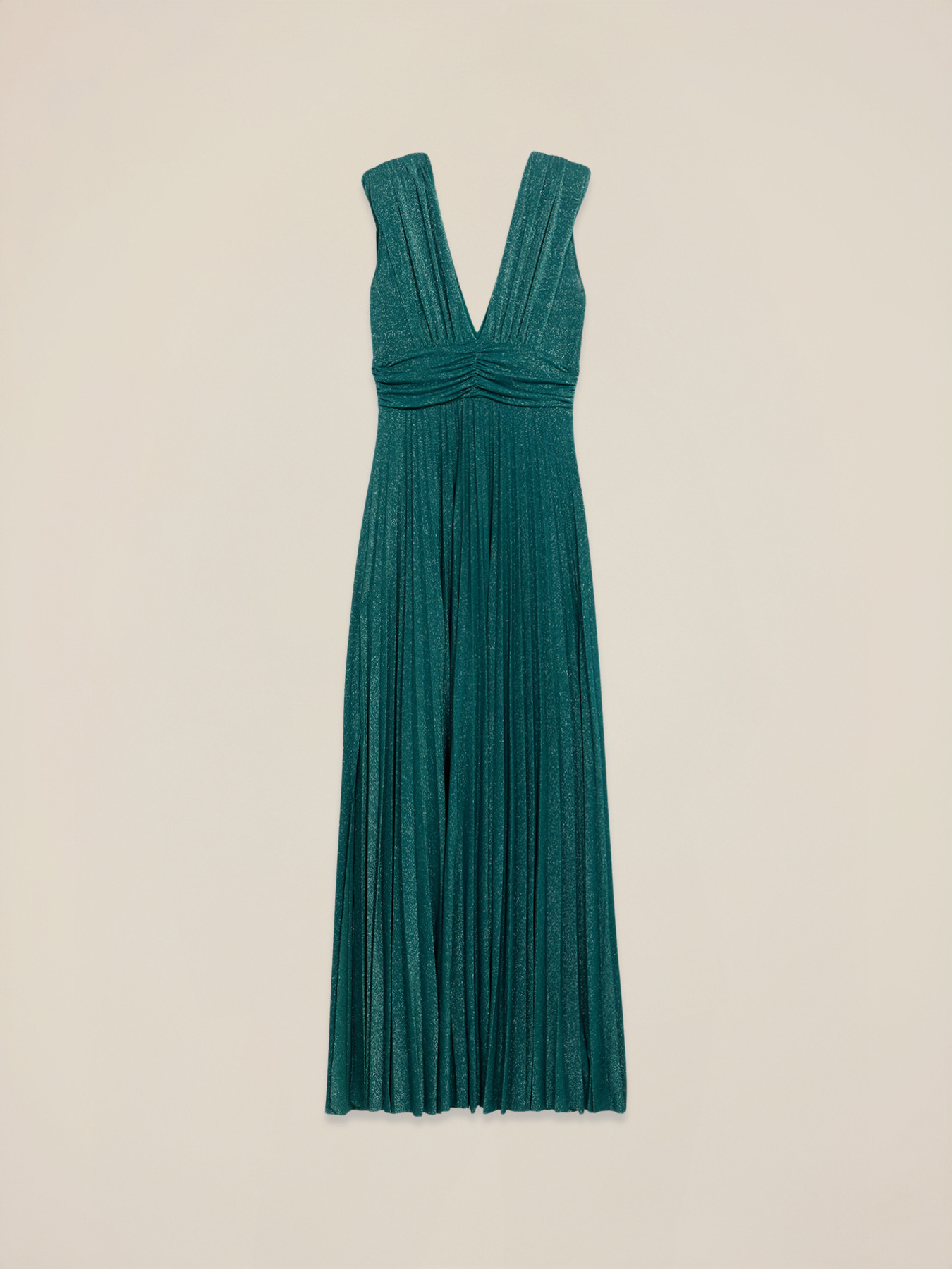 Long pleated dress in lurex jersey image number 3