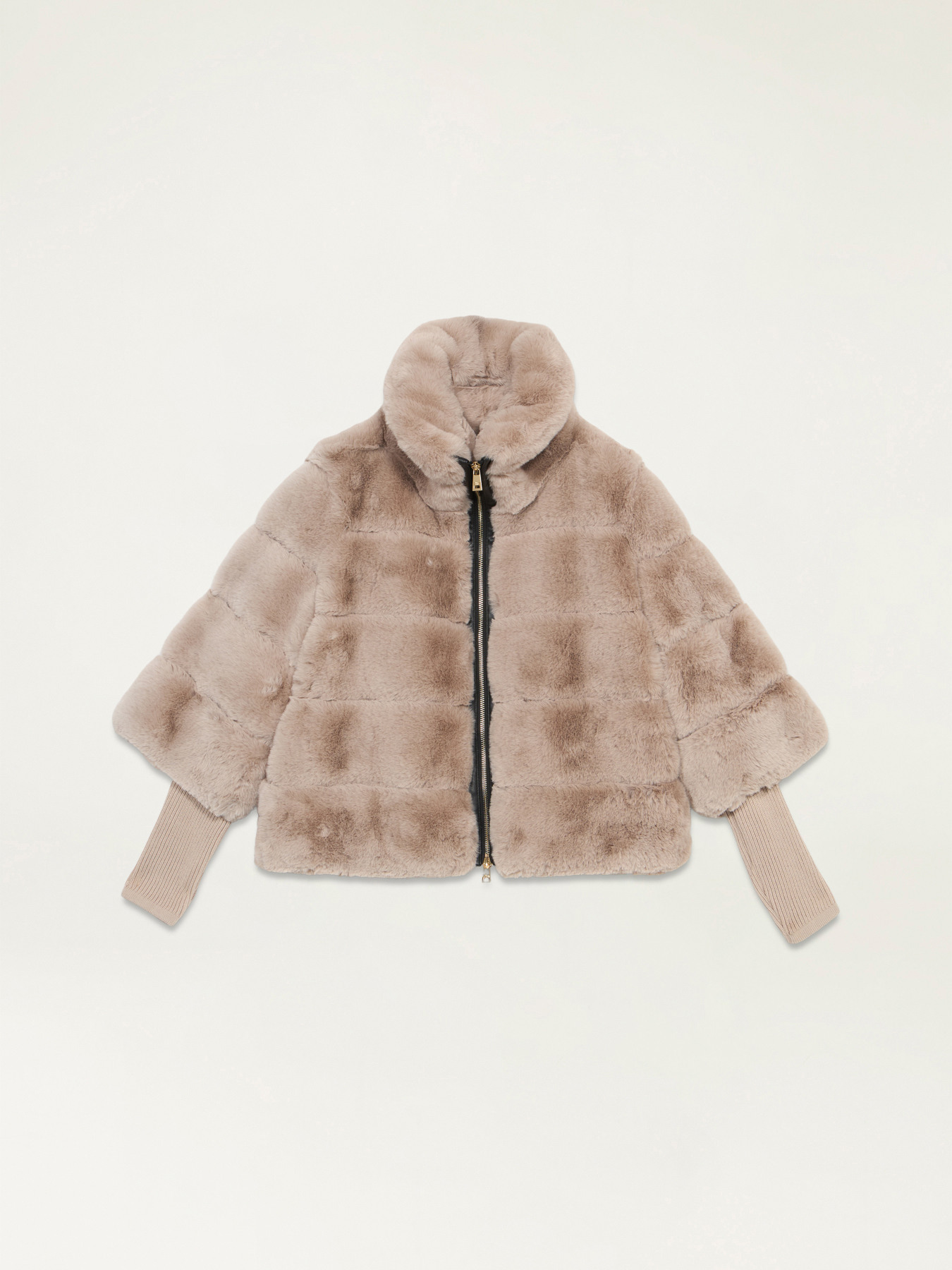 Giubbotto teddy con polsini in maglia image number 3