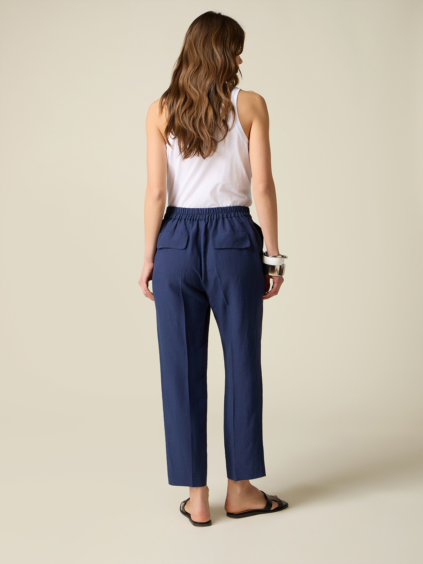 Cropped-Hose aus Leinenmischung image number 1
