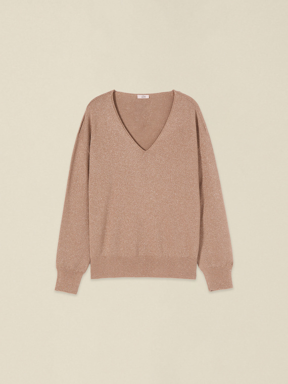 Pull d&eacute;collet&eacute; en V m&eacute;lange viscose