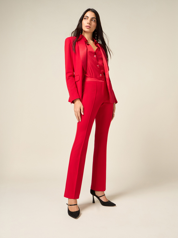 Flare pants in cr&ecirc;pe fabric