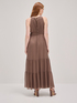 Long halter-neck silk blend dress image number 1