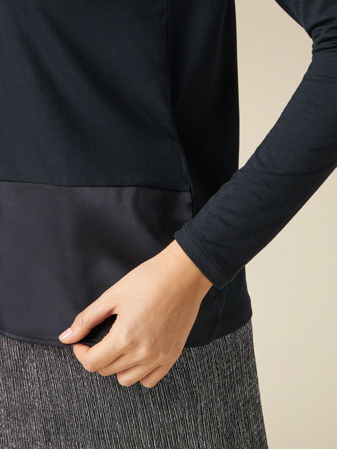 Turtleneck with satin insert image number 2