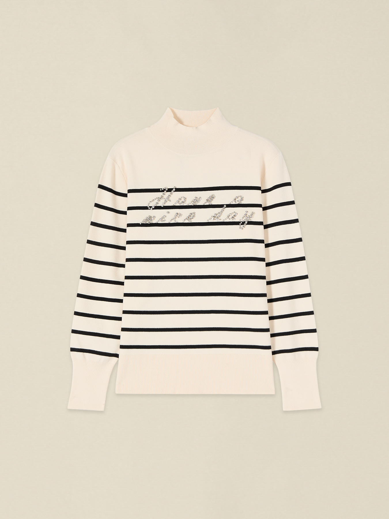 Sweater with jewel lettering embroidery image number 3