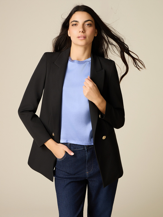 Double-breasted blazer in technical fabric