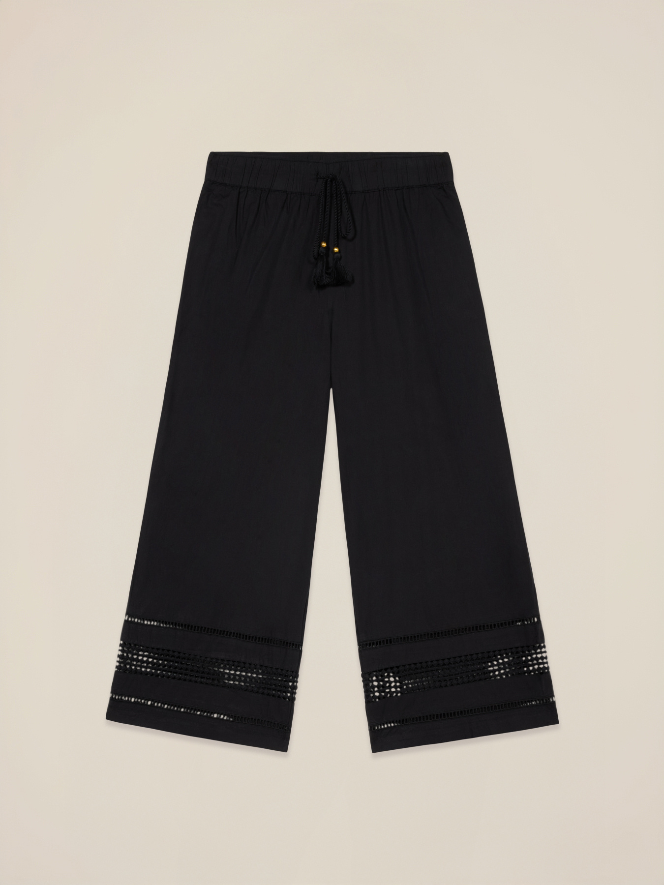 Pantalones de muselina con inserto de encaje image number 4