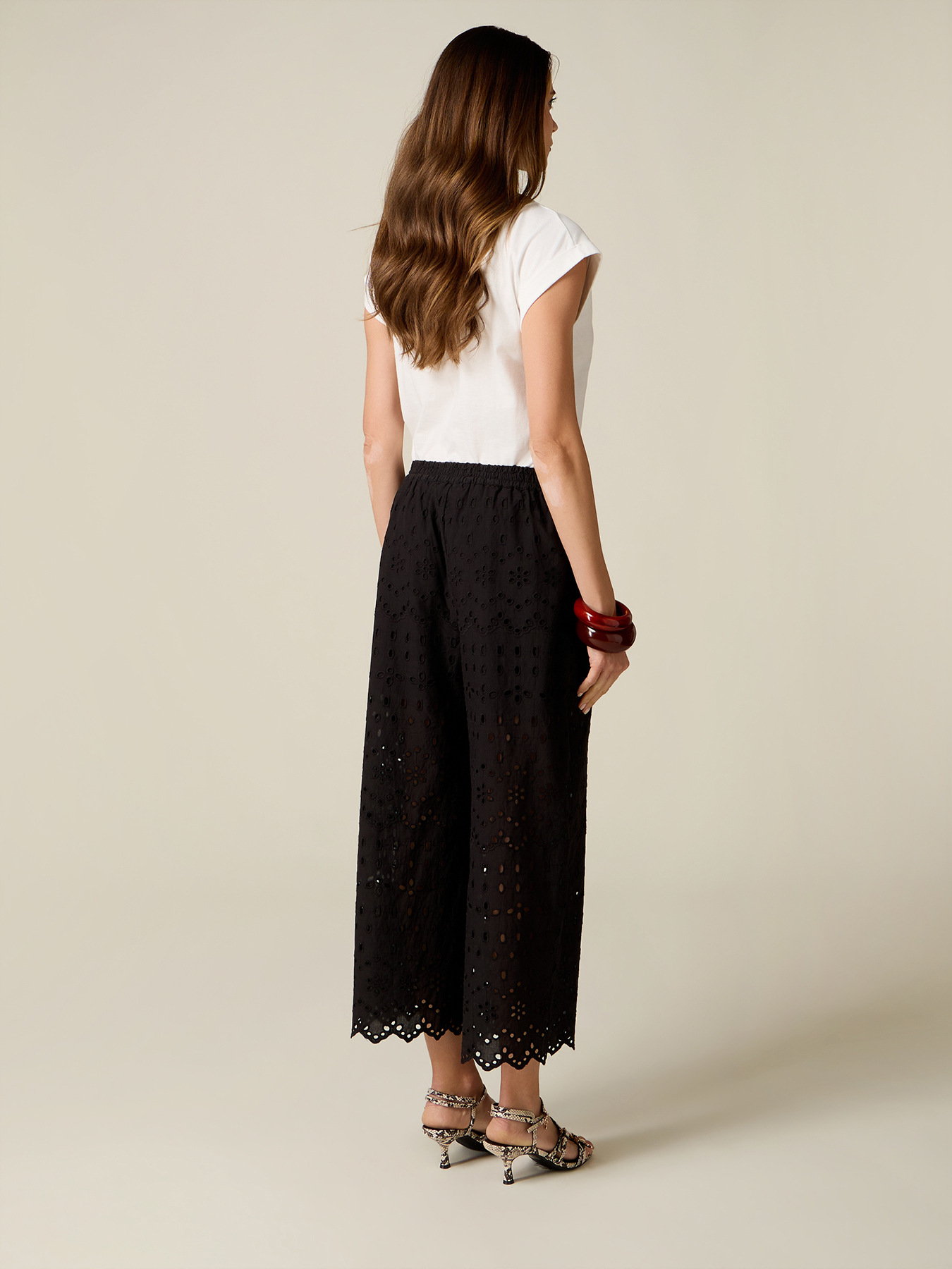 Cropped sangallo lace trousers image number 1