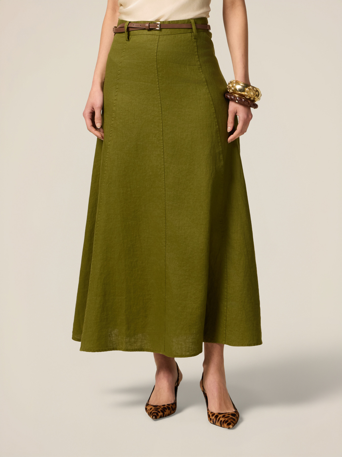 Ausgestellter Rock aus Leinen image number 3