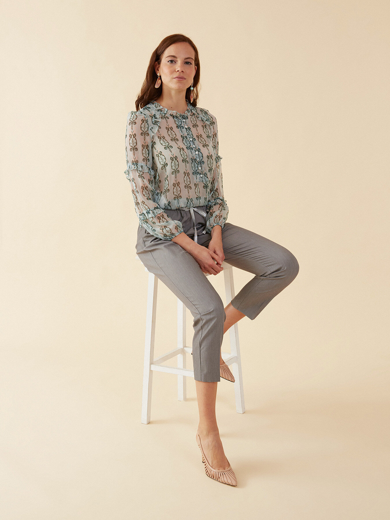 Patterned silk blouse image number 0