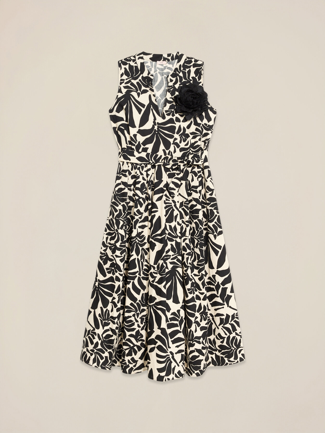 Ausgestelltes Midi-Kleid aus Popeline mit G&uuml;rtel image number 3
