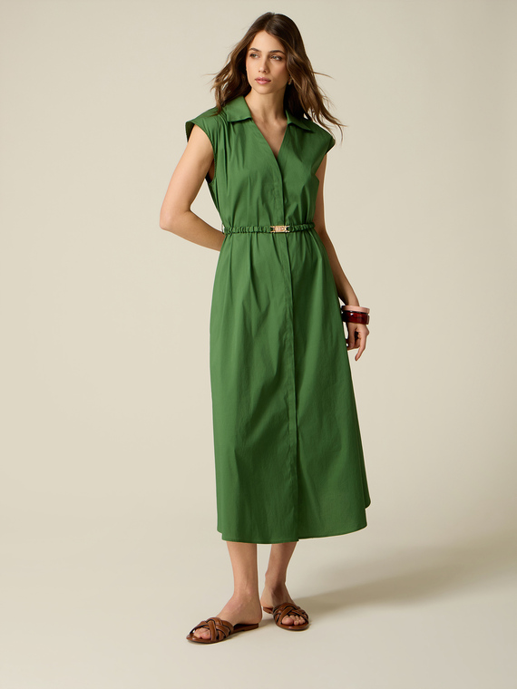 Poplin shirtdress with belt
