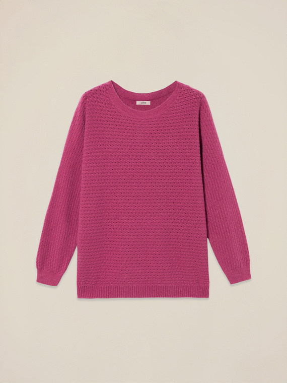 Viscose blend knit with openwork processing