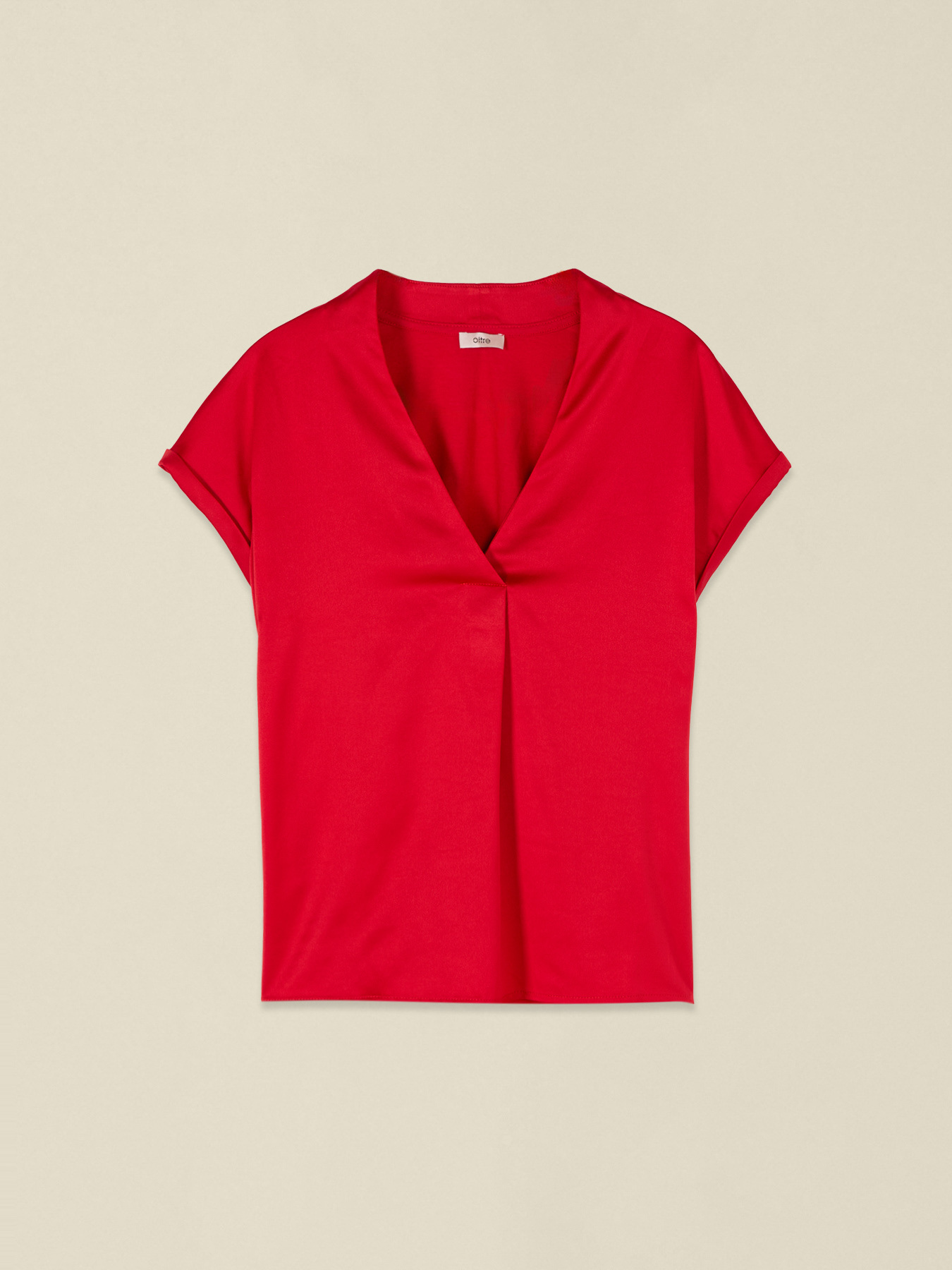 T-shirt bimaterica scollo a V image number 3