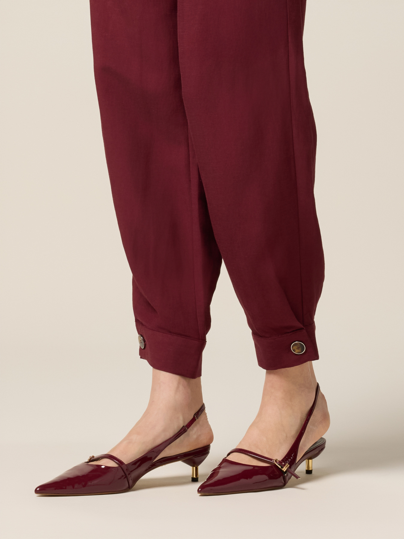 Pantaloni largi din in/v&acirc;scoză image number 2