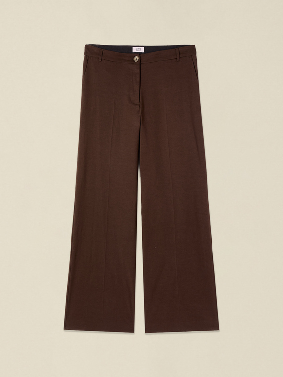 Pantaloni palazzo in twill misto cotone