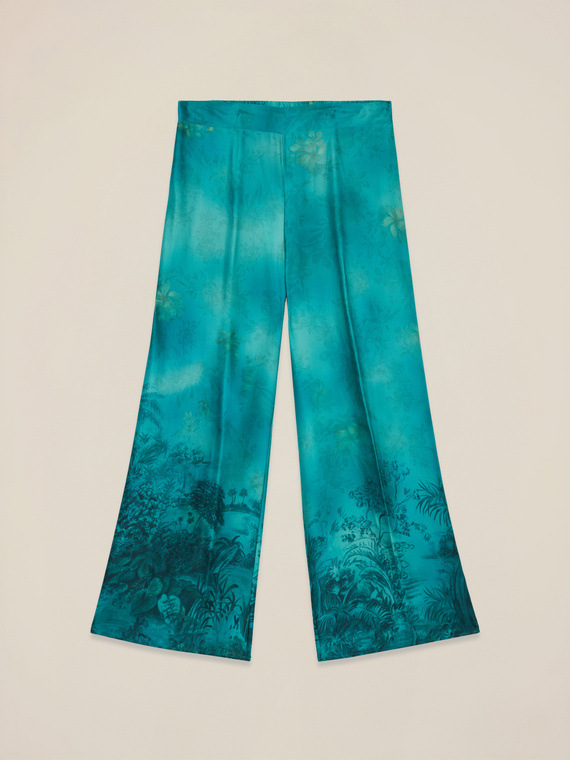 Palazzo-Hose aus gemustertem Satin