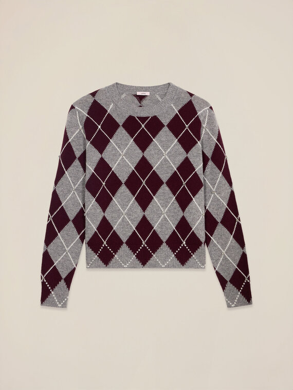 Pure wool sweater in argyle knit
