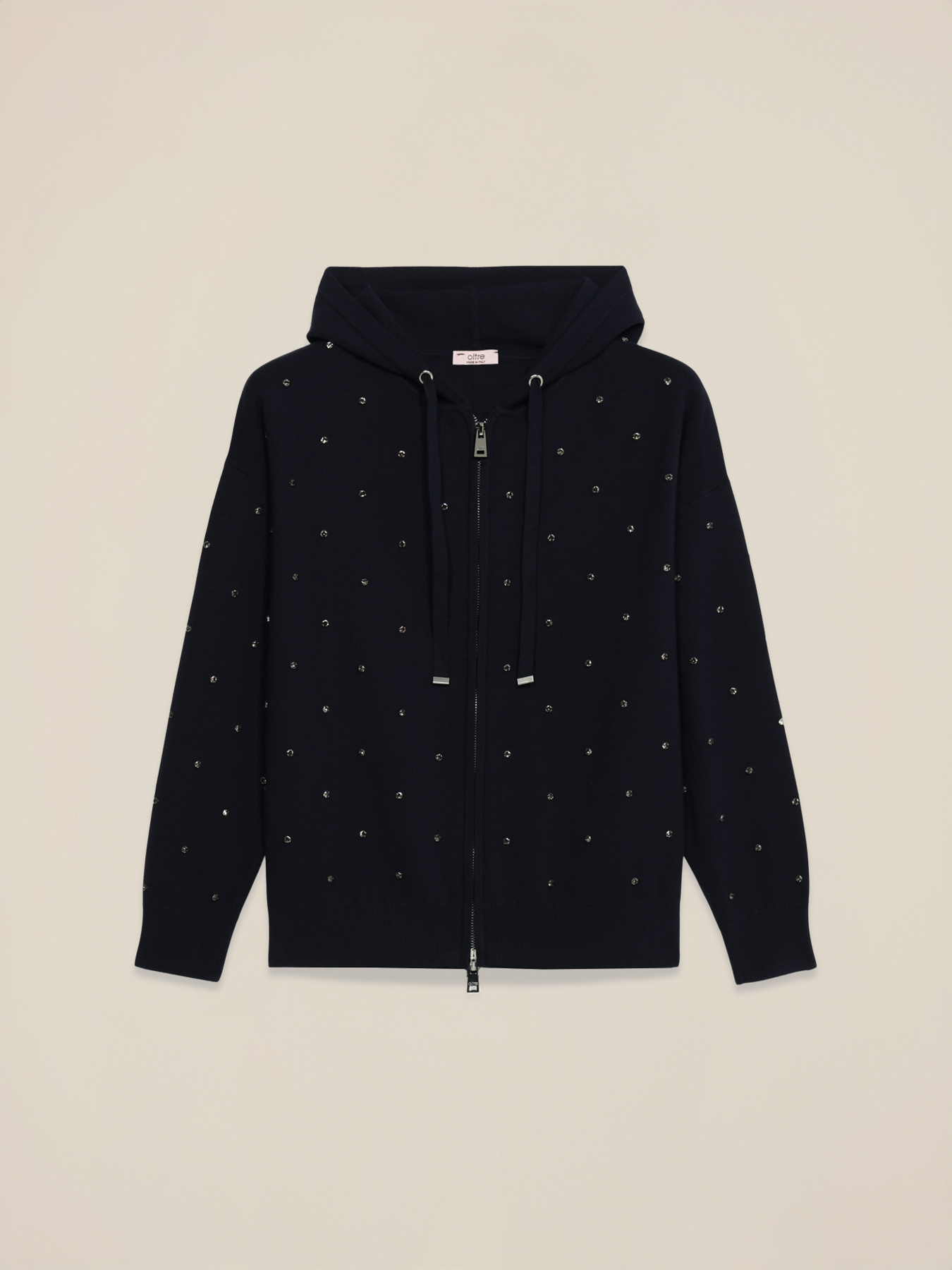 Cardigan con cappuccio e castoni image number 4