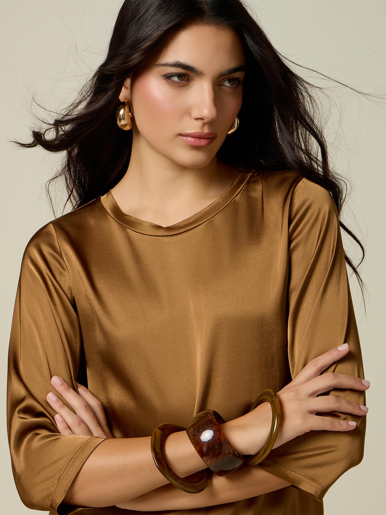 Blusa in raso di viscosa stretch image number 2