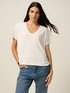 T-shirt misto modal con scollo a V image number 0