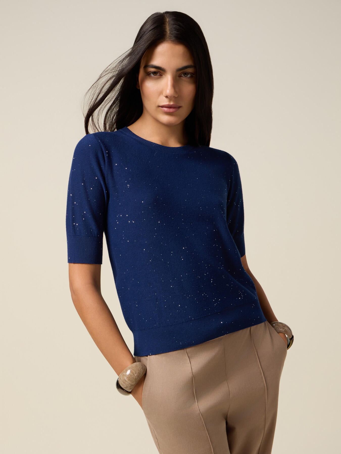 Pull en m&eacute;lange de viscose avec paillettes image number 0