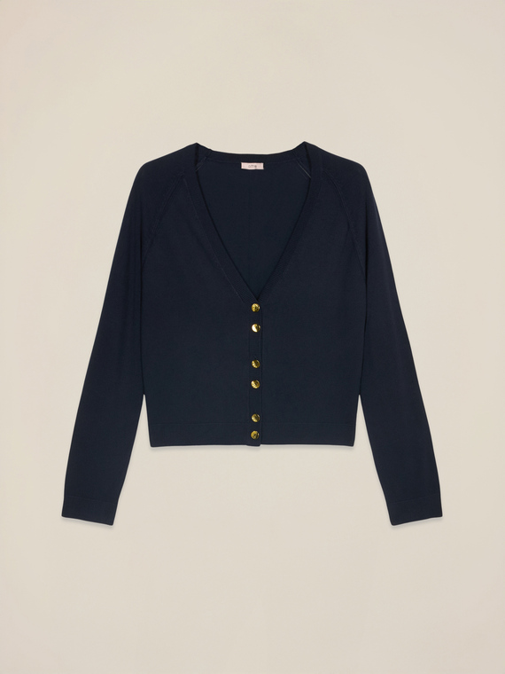 Cardigan col V m&eacute;lange viscose