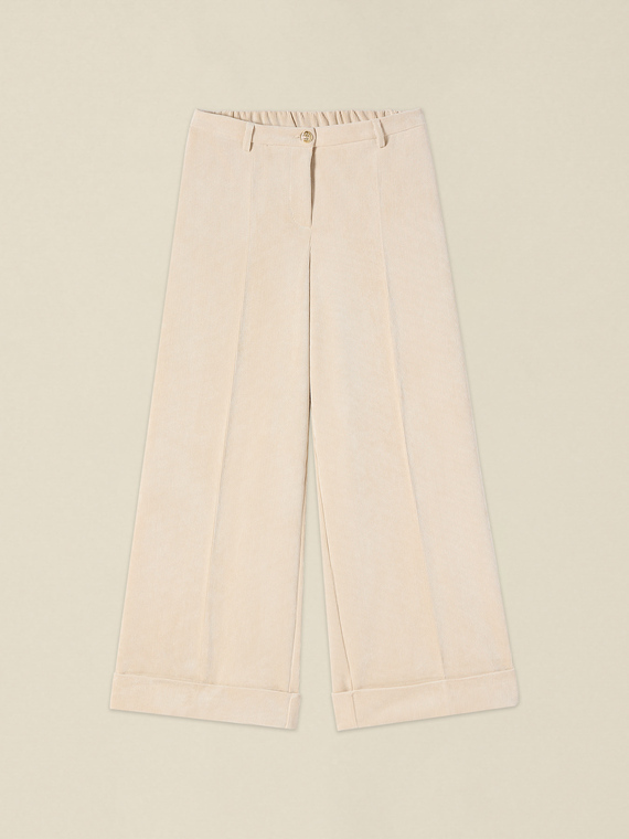 Pantaloni cropped in velluto a coste