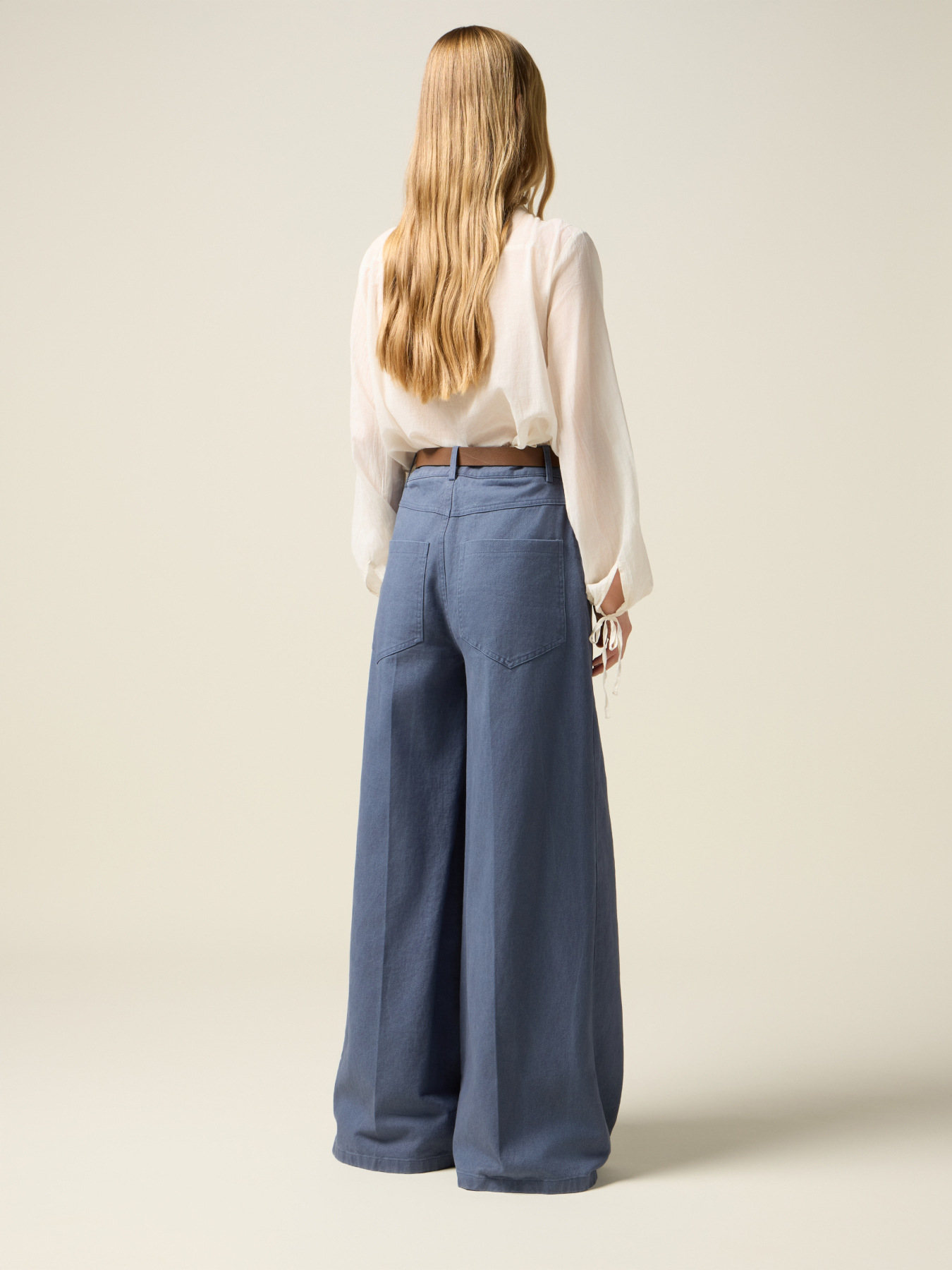 Cotton drill palazzo pants image number 1