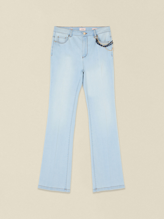 Flare jeans with decorative chains