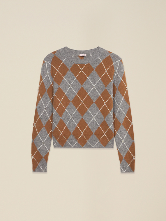 Pure wool sweater in argyle knit