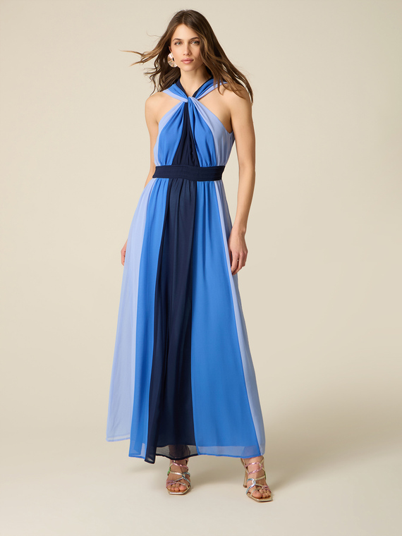 Rochie lungă color block