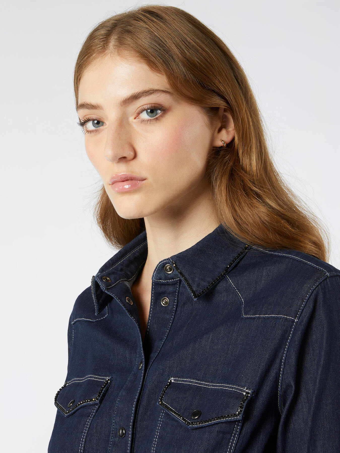 Camicia in denim con tape gioiello image number 2